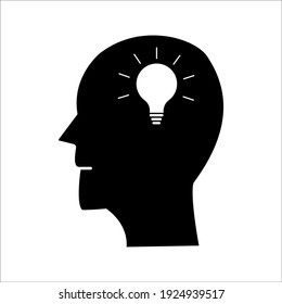 Head idea icon isolated on white background. bulb concept vector illustration.