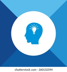 head Idea Icon on Blue Background. Eps-10.