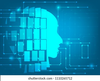 Head idea idea innovation info graphics low poly effect design, line digital technique concept, the future art blighting media data, vector art and illustration.