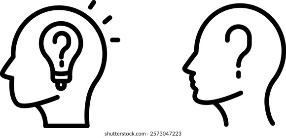 "Head Idea Question Mark Icon - A Symbol of Innovation, Inquiry, and Curiosity"
