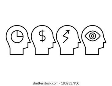 head and idea thinking concept icons vector