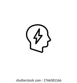 Head with ideas, head with lightning simple line icon vector illustration