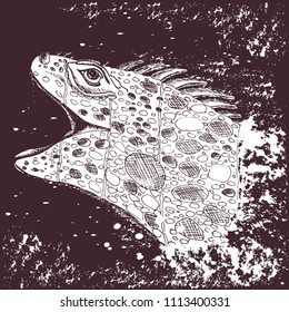 The head of the iguana. Reptiles. Isolated vector illustration. Perfect for shirt or t-shirt design, brand logo, tattoo and decoration
