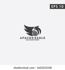 Head Of Indian Apache Modern Logo Design Isolated In Eagle Head Vector Template