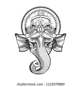 Head of the Indian God Ganesha vector illustration