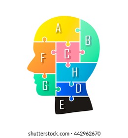 Head info puzzle sign, template design element, Vector illustration