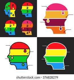 Head infographic color set. Vector illustration