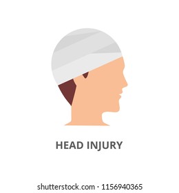 Head injury flat vector icon