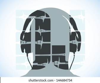 head with the inscription DJ headphones
