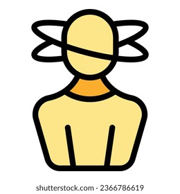 Head insomnia icon outline vector. Person adult. Sleep dream color flat