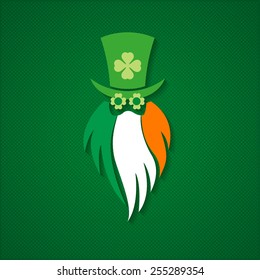 head of the Irish men sign emblem on green background vector illustration