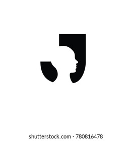 head j font logo flat vector template