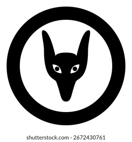 Head jackal icon in circle round black color vector illustration image solid outline style simple