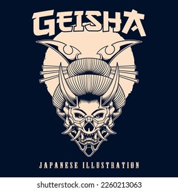 Head of Japanese evil geisha vector illustration design