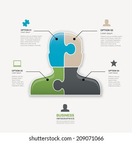 Head jigsaw puzzle piece business man vector connection concept