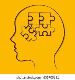 head with jigsaw puzzles icon
