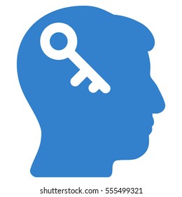 Head Key vector icon. Style is flat graphic symbol, cobalt color, white background.