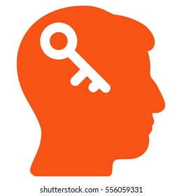 Head Key vector icon. Style is flat graphic symbol, orange color, white background.