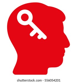 Head Key vector pictogram. Style is flat graphic symbol, red color, white background.