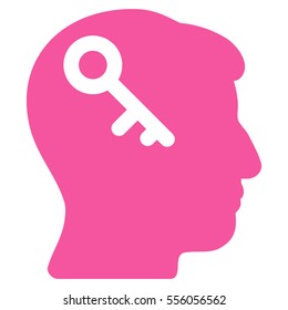 Head Key vector pictogram. Style is flat graphic symbol, pink color, white background.