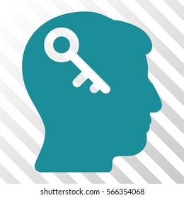 Head Key vector pictograph. Illustration style is flat iconic soft blue symbol on a hatch transparent background.