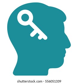 Head Key vector pictograph. Style is flat graphic symbol, soft blue color, white background.