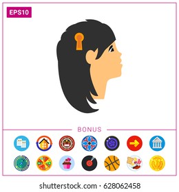 Head with keyhole as personality concept