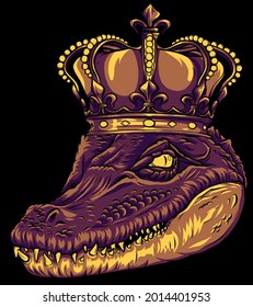 head of king crocodile vector illustration design