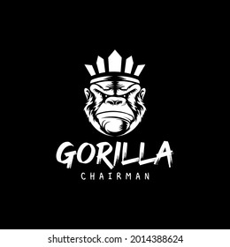 head king gorilla logo vector illustration