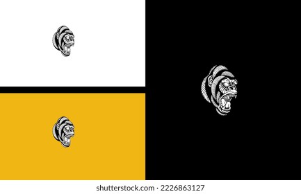 head king kong angry vector outline design