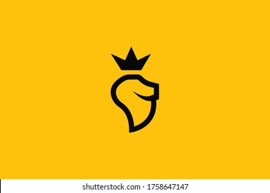 head king lion logo vector design with simple, elegant, modern and unique styles on yellow background for company, business, bank, and sport