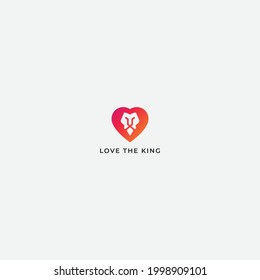 head king lion and love mascot logo