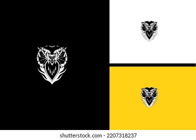 Head King Tiger Mascot Vector Line Art Design