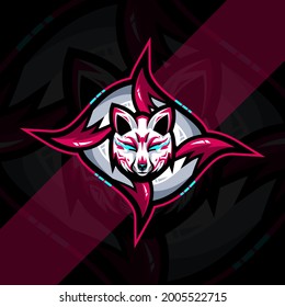 Head kitsune mascot logo esport template design