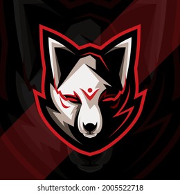 Head kitsune mascot logo esport template design