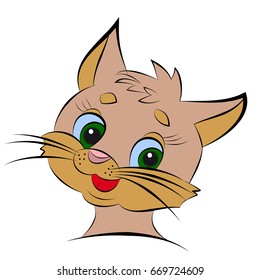 The head of a kitten cartoon on a white background.vector