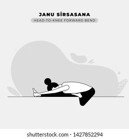 Head to Knee Forward Bend Yoga Pose Illustration