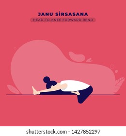Head to Knee Forward Bend Yoga Pose Illustration