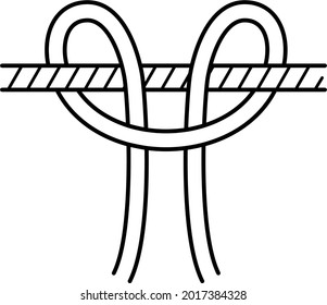 Lark’s Head Knot. Vector outline illustration.