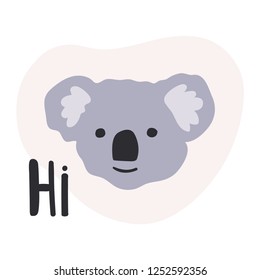 Head of koala bear, hand drawn icon. Vector illustration for greeting card, t shirt, print, stickers, posters design.
