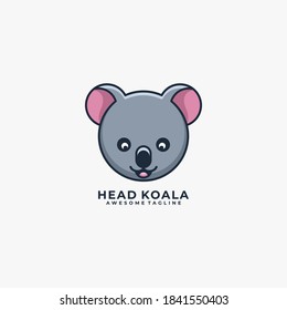 Head koala cartoon cute illustration logo design vector