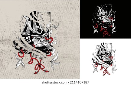 head kong japan tattoo vector illustration deisgn black and white