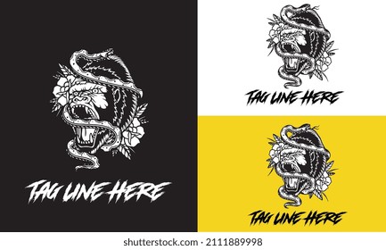 head kong with snake vector black and white