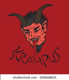 Head of Krampus vector illustration