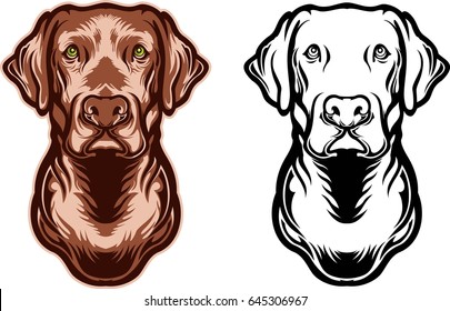 Head of the labrador dog ful color & black white design