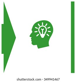 Head with lamp bulb sign icon. 