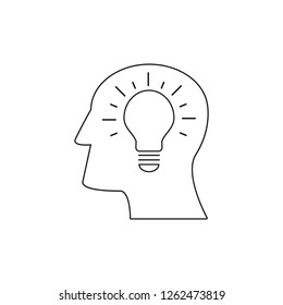 Head with lamp icon come up idea on the white background