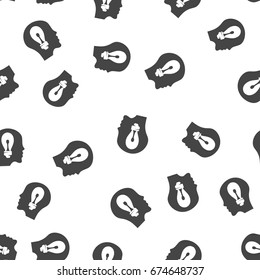 Head with lamp seamless pattern. Vector illustration for backgrounds