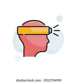 Head Lamp vector outline filled icon style illustration. EPS 10 file 