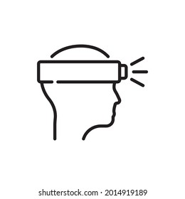 Ilustración de estilo de iconos de contorno vectorial de la lámpara de cabeza. archivo EPS 10